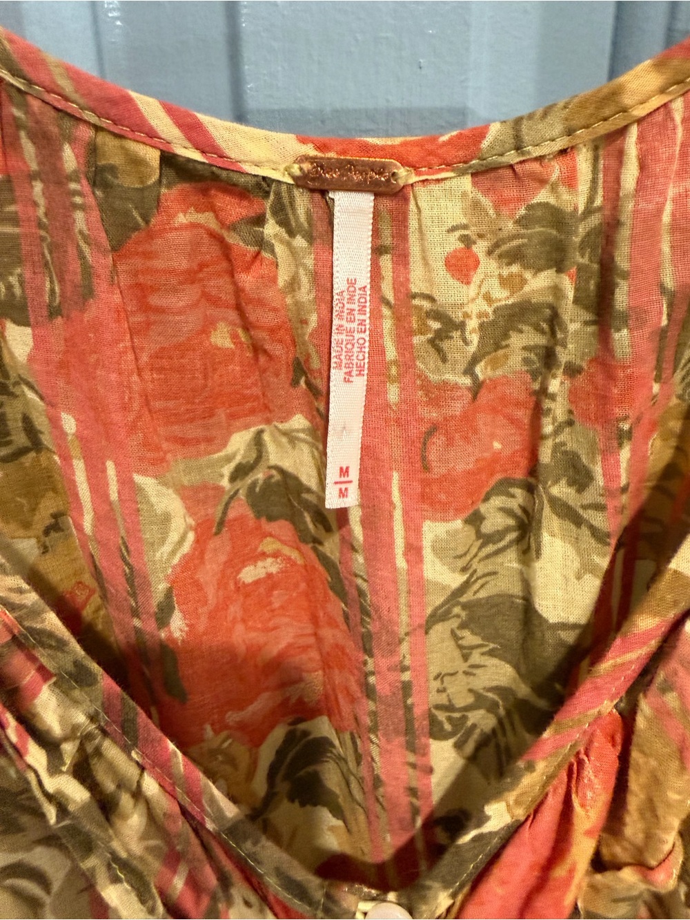 Anthropologie Coral, Olive & Cream Floral Dress - Picture 3 of 3